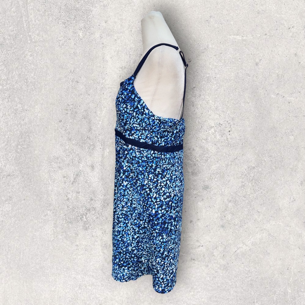 Lands End Blue Mosaic Pebble Print Swim Dress One Piece Swimsuit Large 14-16 - Picture 2 of 5
